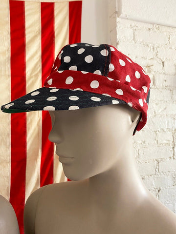 1970's Red & Navy Polka Dot Hat