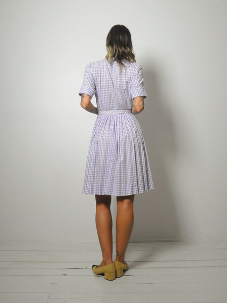 1950's Lavender Gingham Shirt Dress