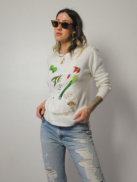 1970's Embroidered Vegetable Sweater