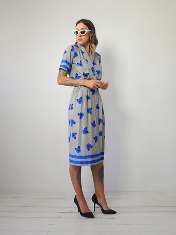 1980's Floral Pocket Shirt Dress