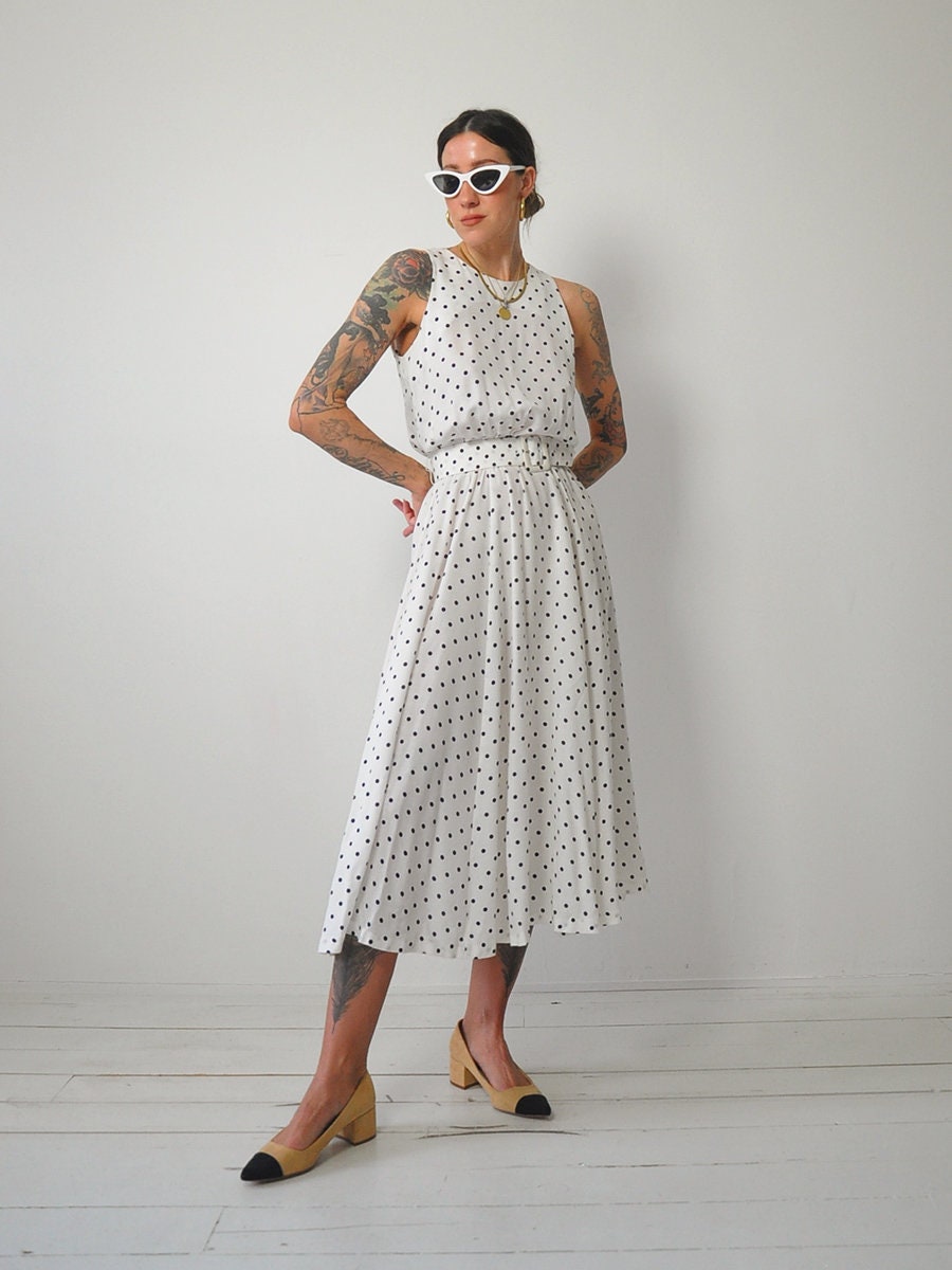 1980's White Polka Dot Sundress