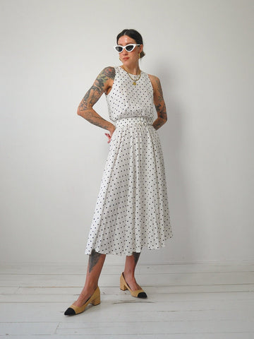 1980's White Polka Dot Sundress