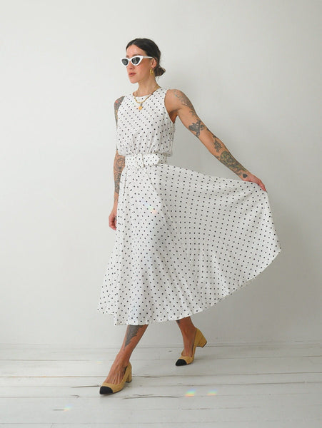 1980's White Polka Dot Sundress