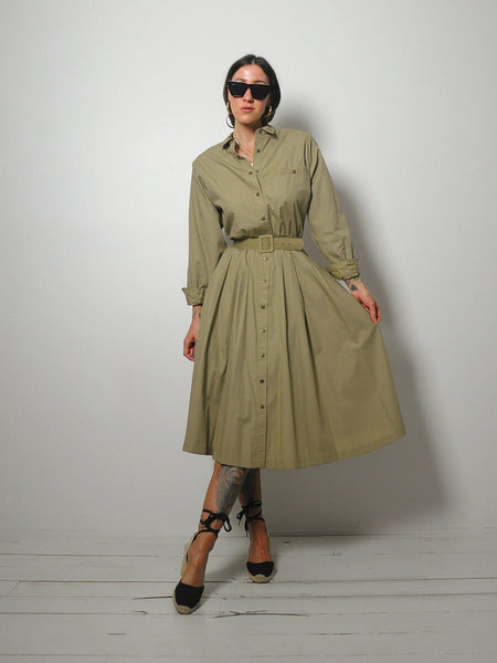 Camel Belted Shirt Dress