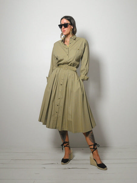 Camel Belted Shirt Dress