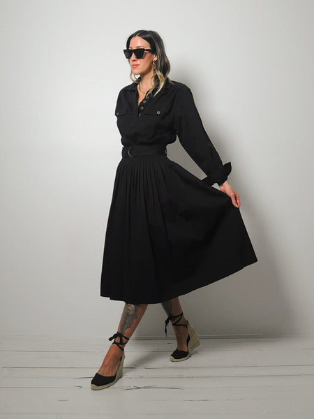 Black Belted Shirt Dress