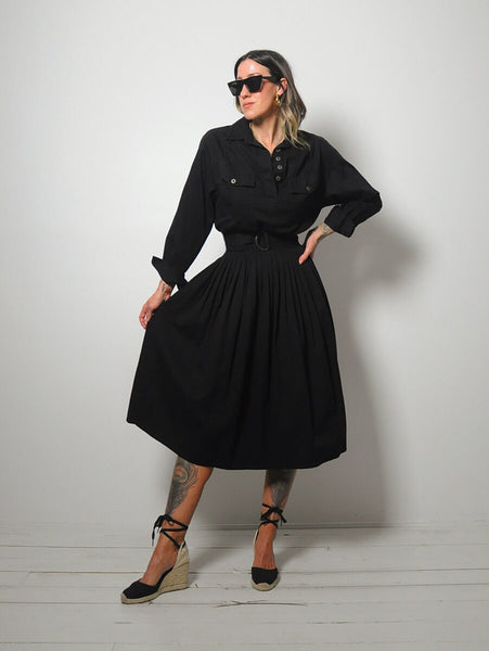 Black Belted Shirt Dress