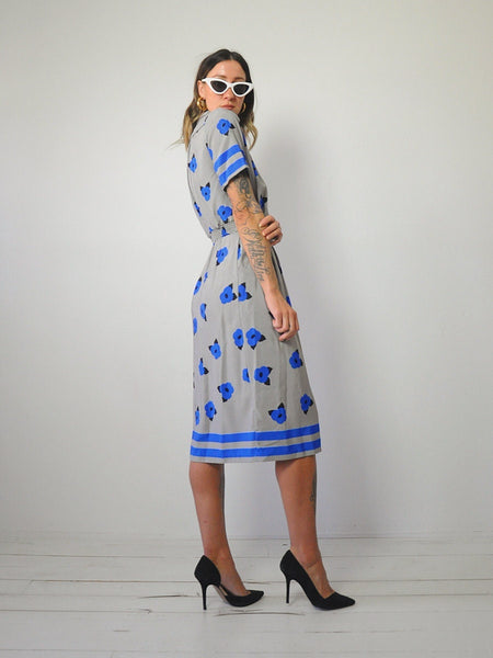 1980's Floral Pocket Shirt Dress