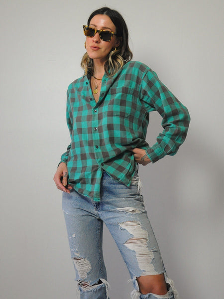 Teal Buffalo Plaid Flannel