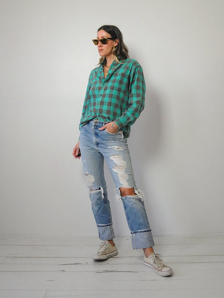 Teal Buffalo Plaid Flannel