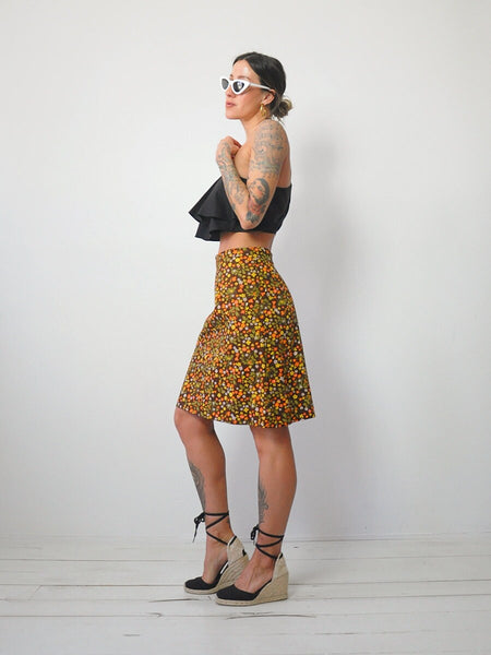 1960's Daisy Print Pencil Skirt