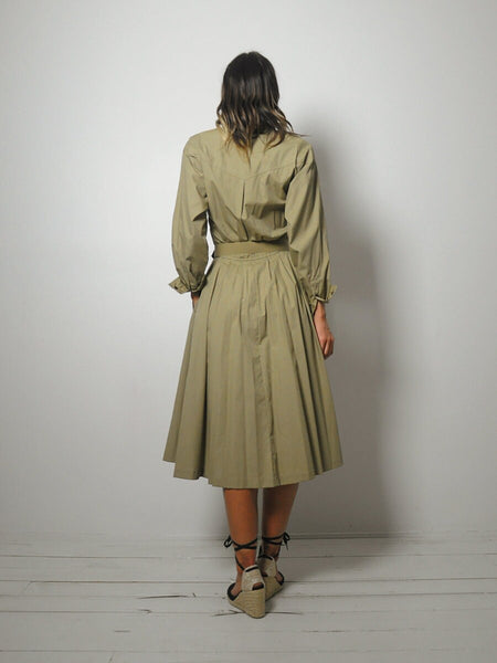 Camel Belted Shirt Dress