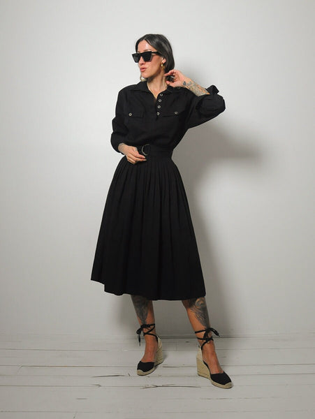 Black Belted Shirt Dress