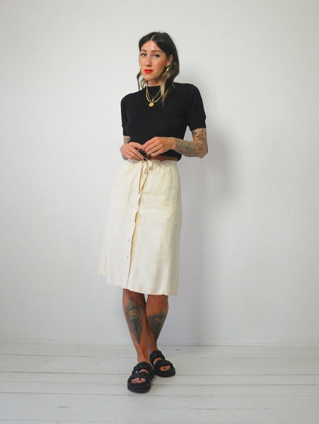 Ecru Silk Pocket Skirt