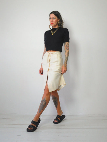 Ecru Silk Pocket Skirt