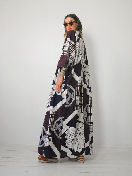 1950's Plaid + Floral Kimono Robe