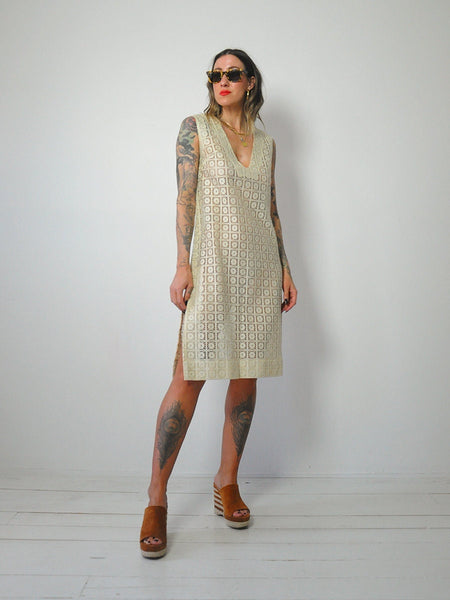 1960s Crochet Lace Sheer Dress