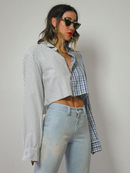 Menswear Plaid & Split Thin Shirt