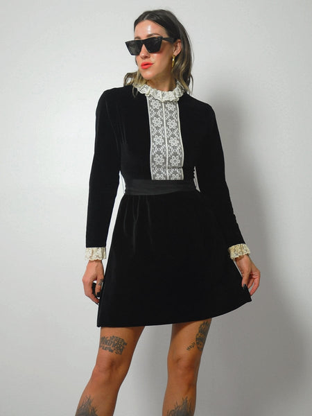 1960's Velvet & Lace Mini Dress