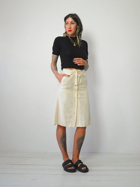 Ecru Silk Pocket Skirt