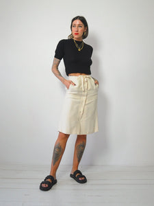 Ecru Silk Pocket Skirt