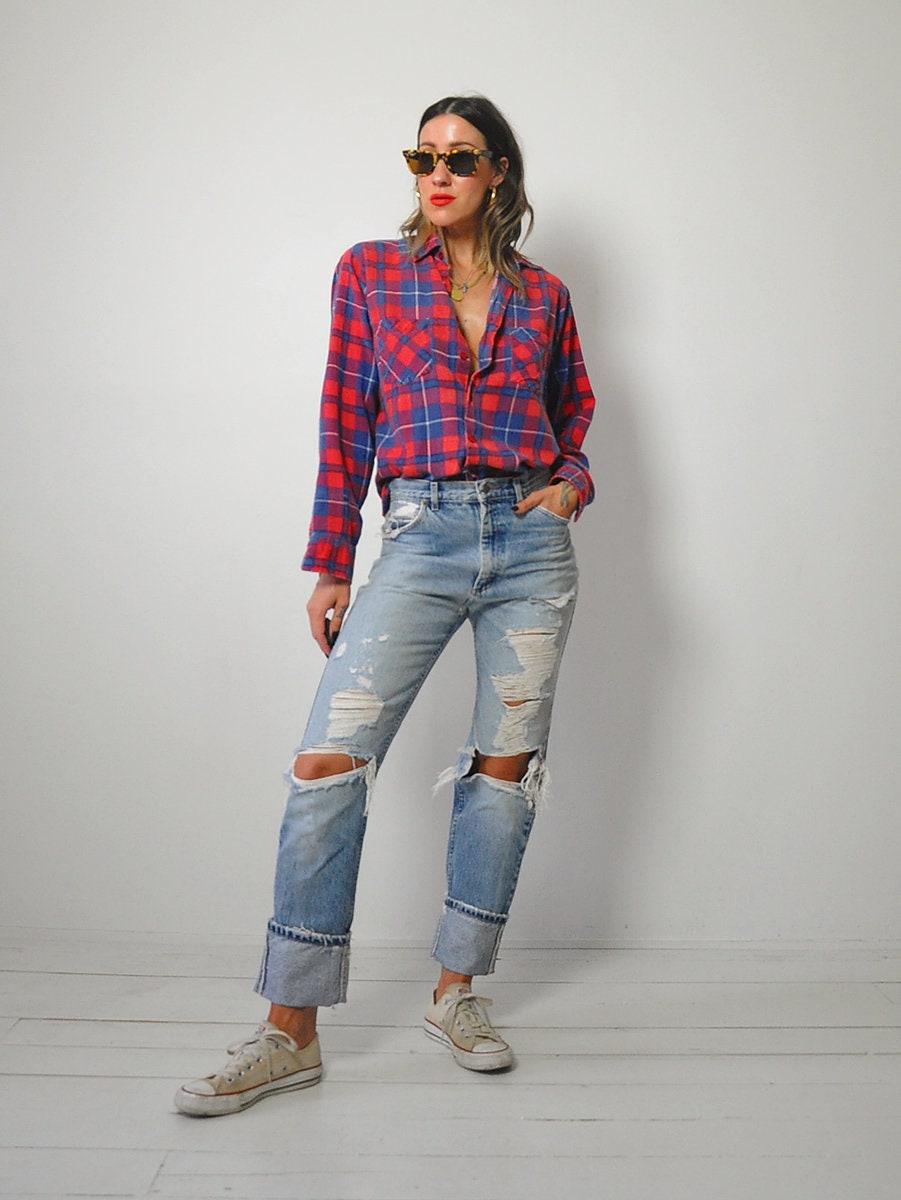1980's Soft & Faded Plaid Flannel