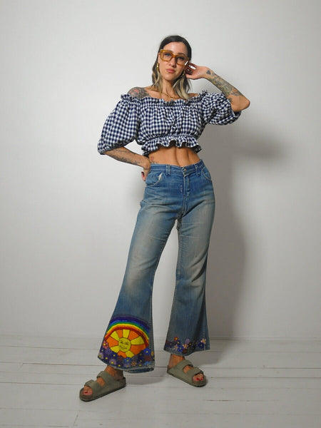 1960's/70's Sun + Rainbow Flared Jeans 34x30