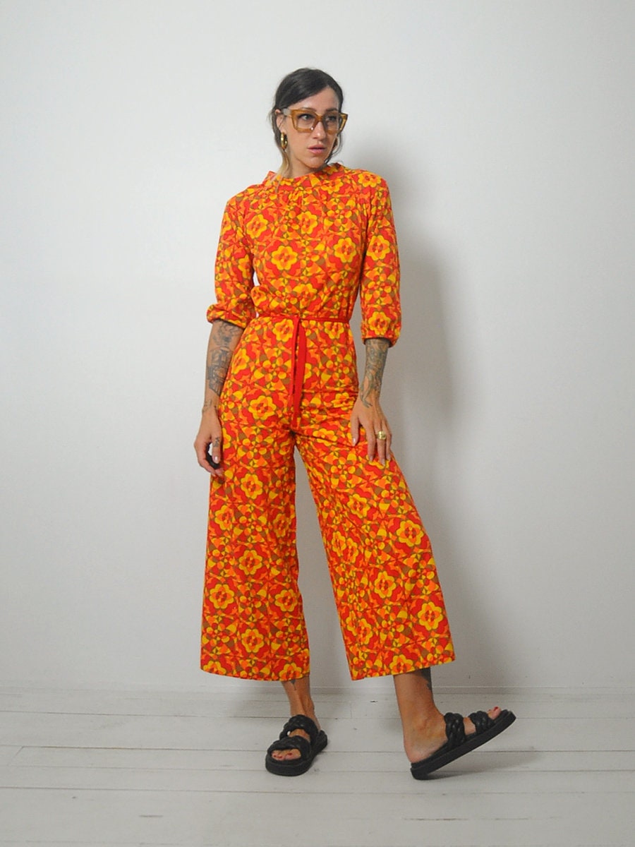 1970's Kaleidoscope Flared Jumpsuit