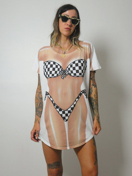Checkered Bikini Beach Tee