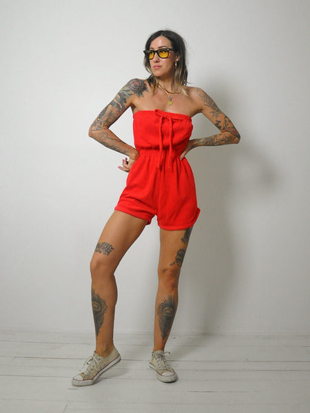 1970's Red Terry Cloth Romper