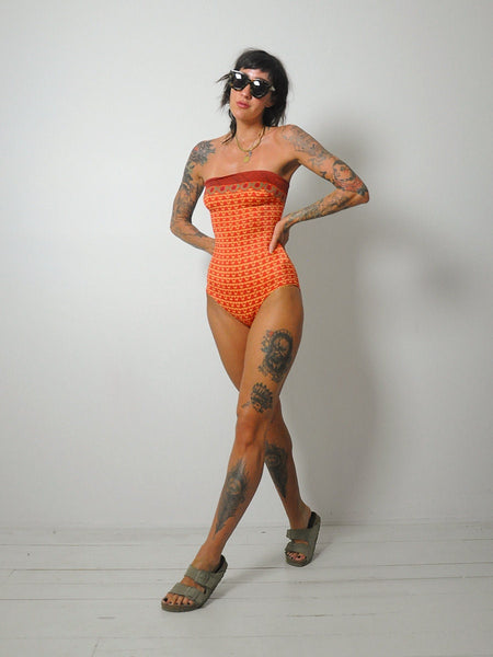 1970's Sassafras Strapless Swimsuit