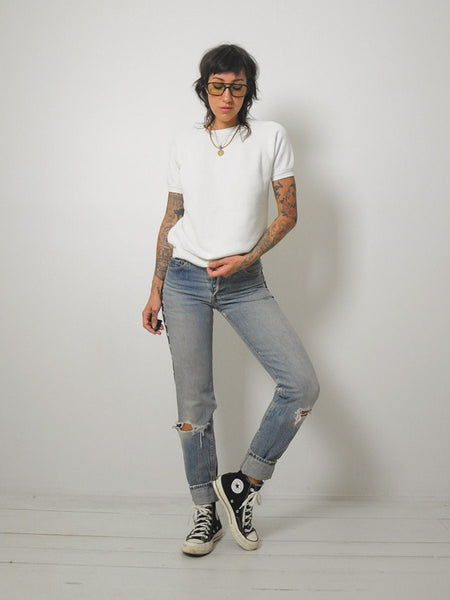 1980's White Short Sleeve Sweatshirt