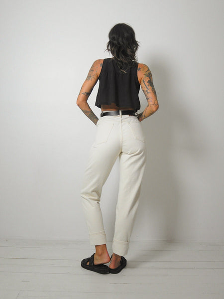Ecru Exposed Button Fly Jeans 28x32