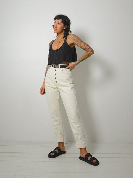 Ecru Exposed Button Fly Jeans 28x32