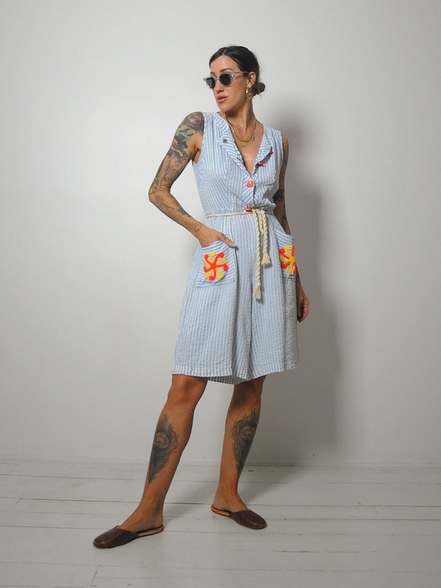 1940's Seersucker Cotton Romper