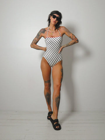 1980's Cole of CA Striped Swimsuit