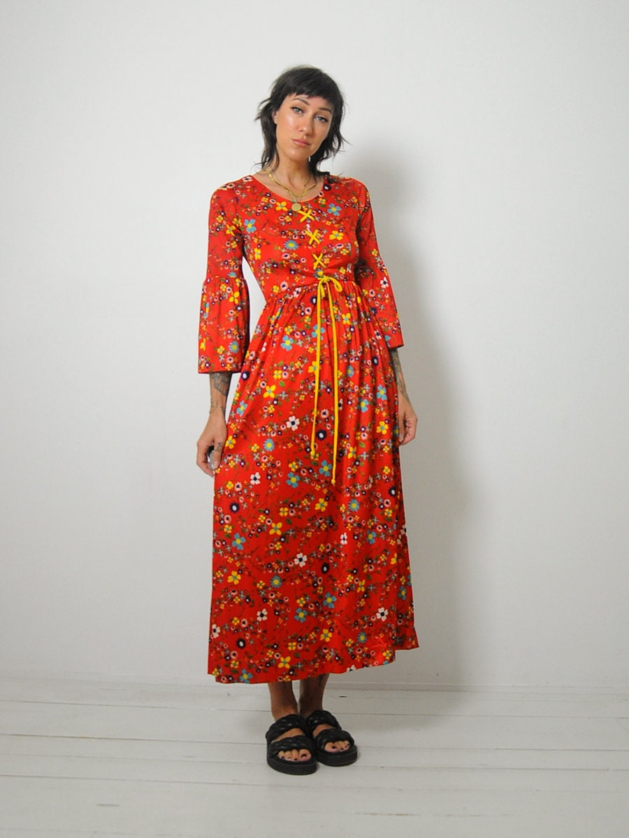 1970's Wildflower Corset Tie Dress