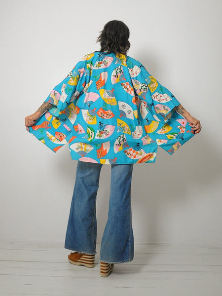 1960's Fan Print Kimono Robe