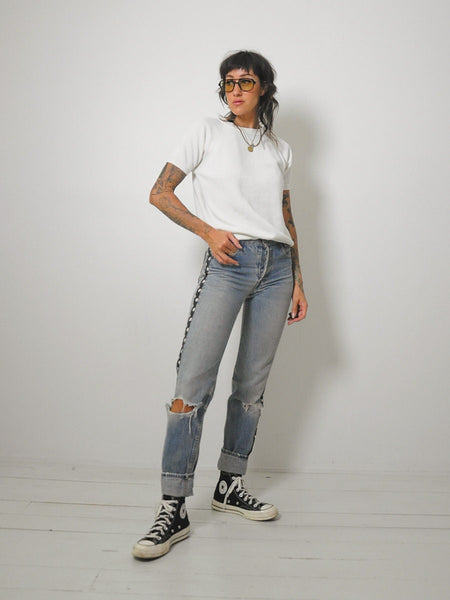 1980's White Short Sleeve Sweatshirt