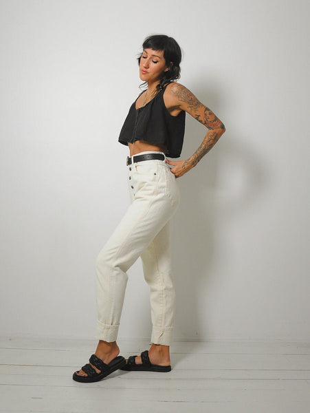 Ecru Exposed Button Fly Jeans 28x32