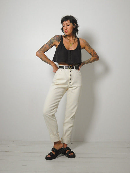 Ecru Exposed Button Fly Jeans 28x32