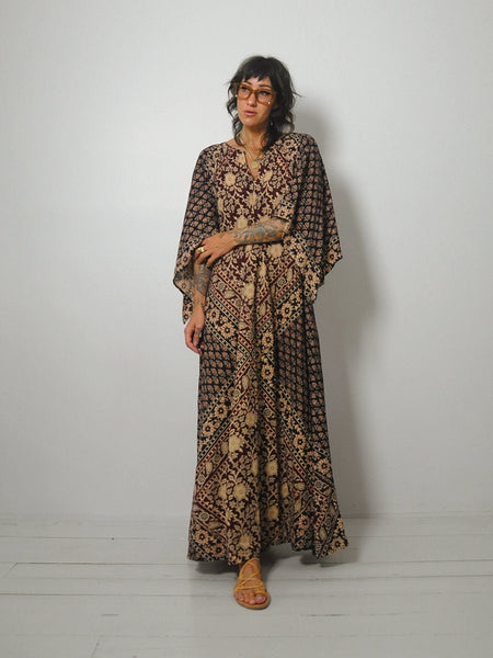 1970's Batik Angel Sleeve Tent Dress