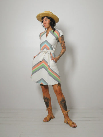 1970's Chevron Stripe Pocket Dress