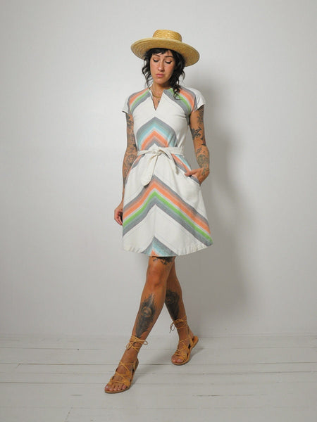 1970's Chevron Stripe Pocket Dress