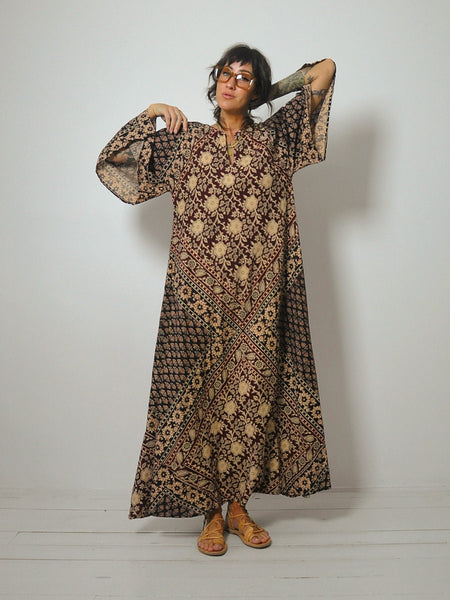 1970's Batik Angel Sleeve Tent Dress