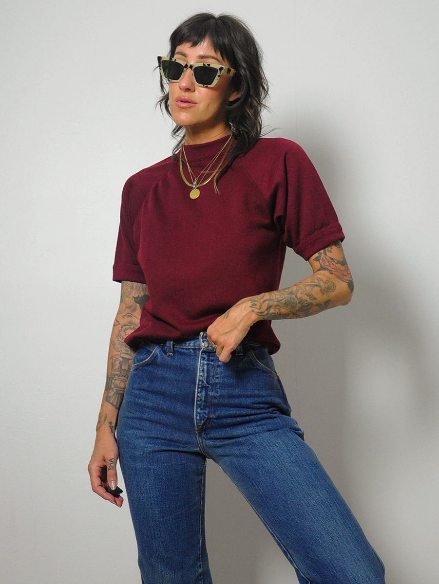 1980's Merlot Short Sleeve Sweatshirt