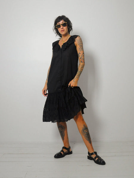 Black Eyelet Ruffle Dress
