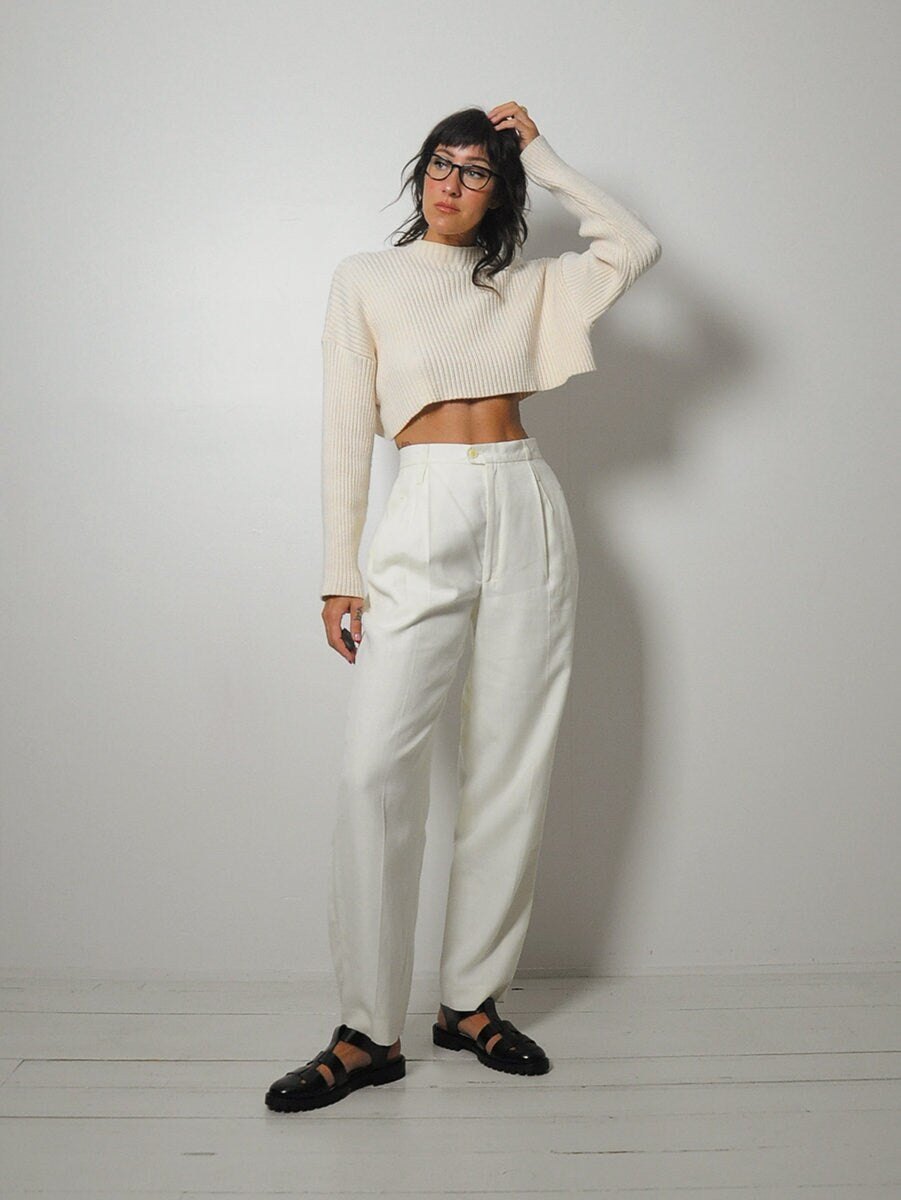 Saks Linen Ivory Trousers 26x29.5