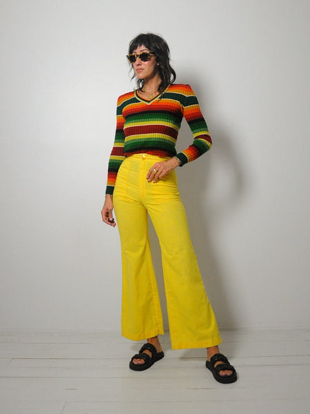 1970's Canary Woven Flares 24x30