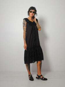 Black Eyelet Ruffle Dress